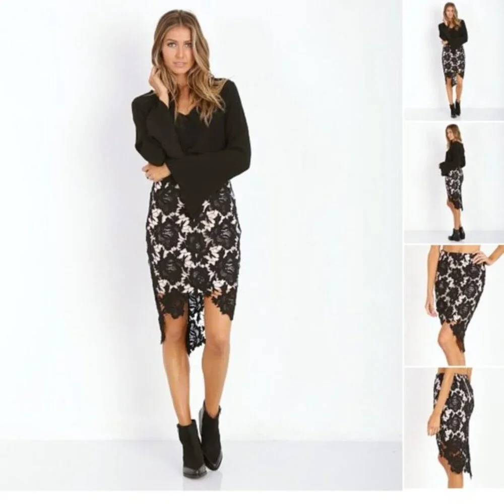 🖤Keepsake The Label I Will Wait Skirt Black Lace - Picture 3 of 10